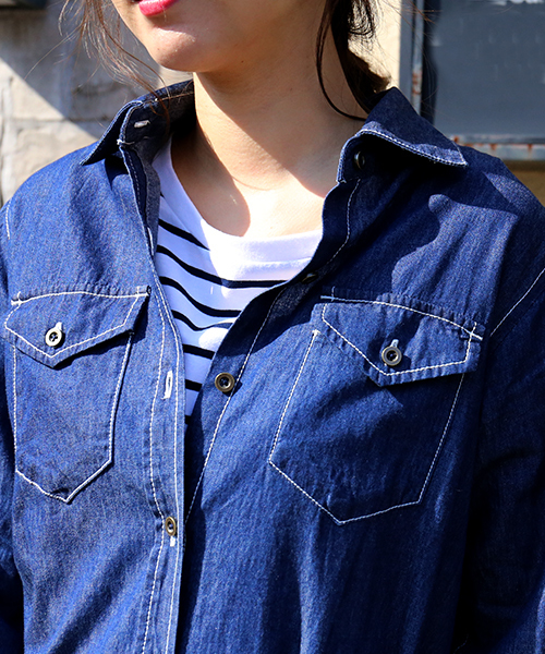 n'ee-ne（ネーネ）の「ロングデニムシャツワンピース（シャツワンピース・レディース・インディゴブルー/ブルー/ブルー系その他・LL/M/L）」の13枚目の写真