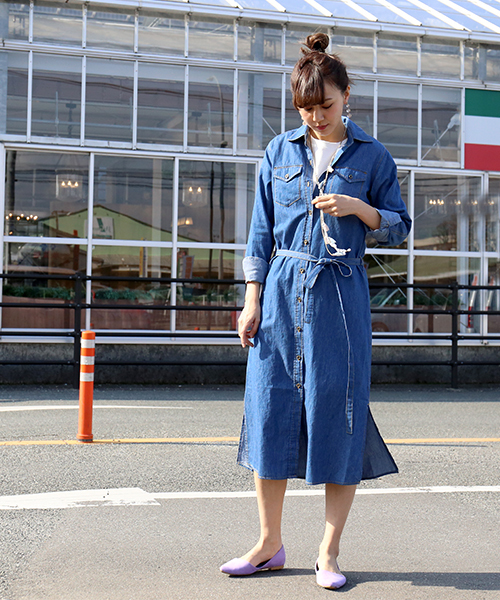 n'ee-ne（ネーネ）の「ロングデニムシャツワンピース（シャツワンピース・レディース・インディゴブルー/ブルー/ブルー系その他・LL/M/L）」の15枚目の写真