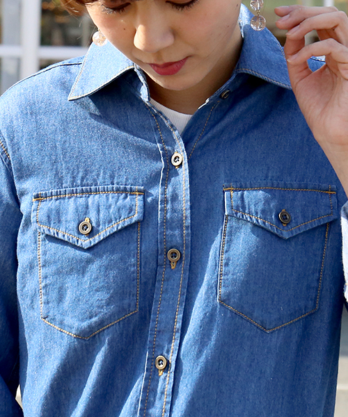 n'ee-ne（ネーネ）の「ロングデニムシャツワンピース（シャツワンピース・レディース・インディゴブルー/ブルー/ブルー系その他・LL/M/L）」の18枚目の写真