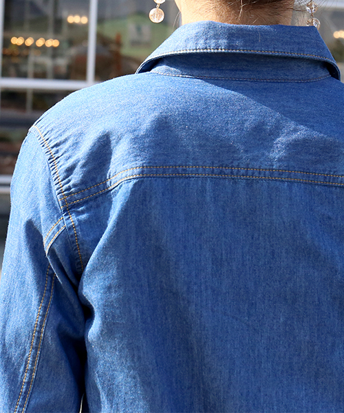 n'ee-ne（ネーネ）の「ロングデニムシャツワンピース（シャツワンピース・レディース・インディゴブルー/ブルー/ブルー系その他・LL/M/L）」の19枚目の写真