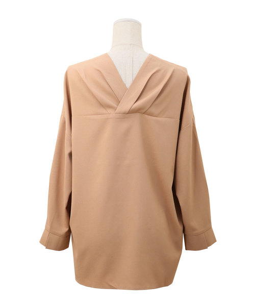 Luz Llena(ラズレナ)の「厚手ジョーゼット10分袖スキッパーシャツ(シャツ/ブラウス・レディース・オフホワイト/ブラック/モカ・MEDIUM)」の11枚目の写真