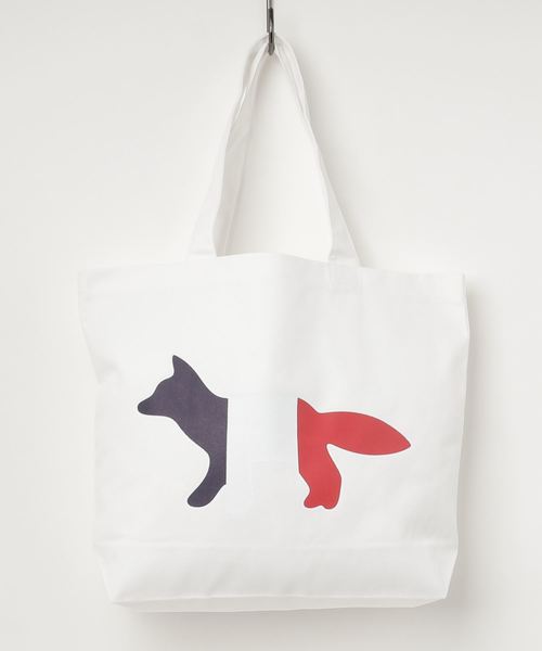 Maison Kitsune（メゾンキツネ）の「TOTE BAG TRICOLOR FOX（トートバッグ・メンズ・ホワイト/ネイビー・U）」の4枚目の写真