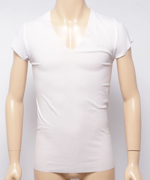 YG（ワイジー）の「【YG】CUT OFF  脇パッド付き　VネックTシャツ（吸汗速乾・抗菌防臭）（インナーウェア/肌着・メンズ・ライトベージュ/ホワイト/オレンジ/ライトグレー・LARGE/MEDIUM/X-LARGE）」の5枚目の写真