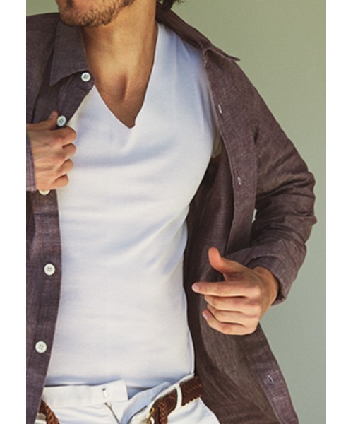 YG（ワイジー）の「【YG】CUT OFF  脇パッド付き　VネックTシャツ（吸汗速乾・抗菌防臭）（インナーウェア/肌着・メンズ・ライトベージュ/ホワイト/オレンジ/ライトグレー・LARGE/MEDIUM/X-LARGE）」の11枚目の写真