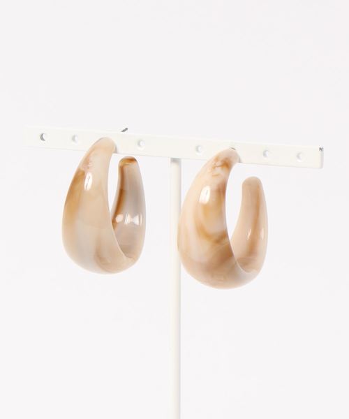 LOWRYS FARM（ローリーズファーム）の「マーブルフープピアス　842680（ピアス（両耳用）・レディース・ベージュ/ブルー/アイボリー・FREE）」の2枚目の写真