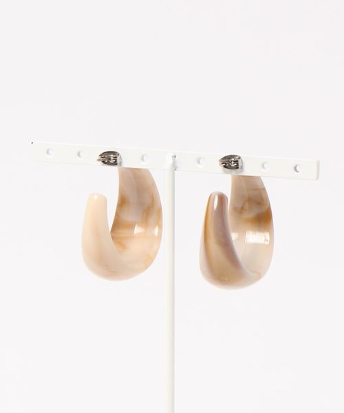 LOWRYS FARM（ローリーズファーム）の「マーブルフープピアス　842680（ピアス（両耳用）・レディース・ベージュ/ブルー/アイボリー・FREE）」の4枚目の写真