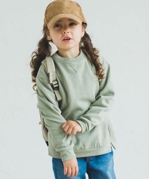 pairmanon(ペアマノン)の「裏毛 長袖 サイド スリット スウェット トレーナー(スウェット)」|カーキ