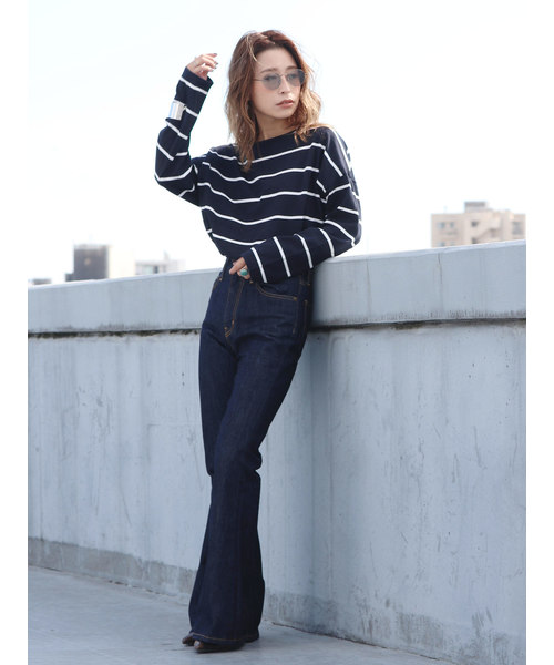 Ungrid（アングリッド）の「クルーネックサイドスリットボーダーロングスリーブTee（Tシャツ/カットソー・レディース・ブラウン系その他/ホワイト×ネイビー/ホワイト×カーキブラウン/ネイビー×ホワイト・マルチサイズ）」の20枚目の写真