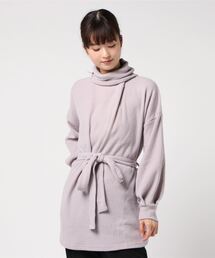 起毛リブタートルネックチュニック