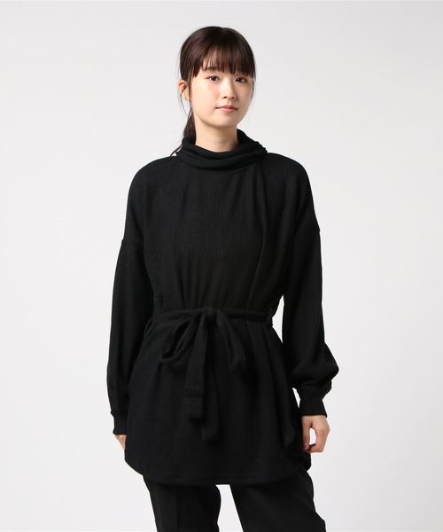 STYLEBLOCK(スタイルブロック)の「起毛リブタートルネックチュニック(Tシャツ/カットソー・レディース・アイボリー/ラベンダー/キャメル/ブラック・M)」の2枚目の写真
