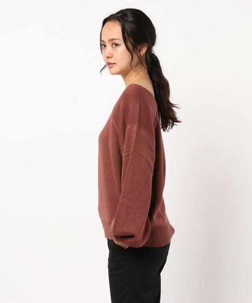 STYLEBLOCK（スタイルブロック）の「アシメネックボリューム袖ビッグシルエットニットセーター（ニット/セーター・レディース・ブラック/ダークグリーン/ブラウン/オフホワイト/ブラウン系その他・M）」の6枚目の写真