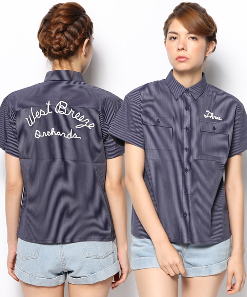 LB-03（エルビー・ゼロスリー）の「03 EMB HALF SHIRT（シャツ/ブラウス・レディース・ブルー系/ネイビー系・FREE）」の2枚目の写真
