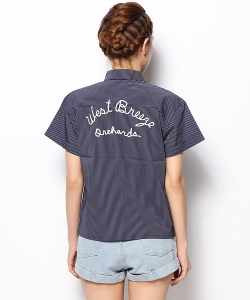 LB-03（エルビー・ゼロスリー）の「03 EMB HALF SHIRT（シャツ/ブラウス・レディース・ブルー系/ネイビー系・FREE）」の4枚目の写真