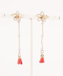 【倭物やカヤ】花飾り色房ピアス