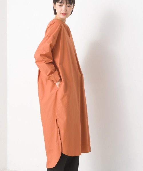 OMNES Another Edition(オムネス アナザーエディション)の「コットン 後ろあきシャツワンピース(シャツワンピース・レディース・ホワイト/オレンジ/ブルーグレー・FREE)」の13枚目の写真