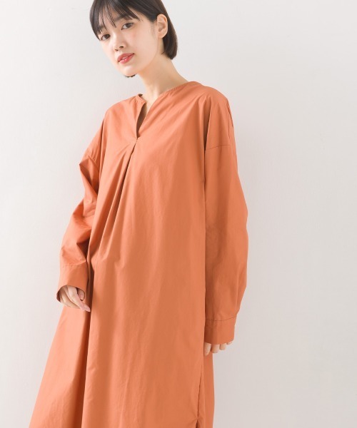 OMNES Another Edition(オムネス アナザーエディション)の「コットン 後ろあきシャツワンピース(シャツワンピース・レディース・ホワイト/オレンジ/ブルーグレー・FREE)」の10枚目の写真