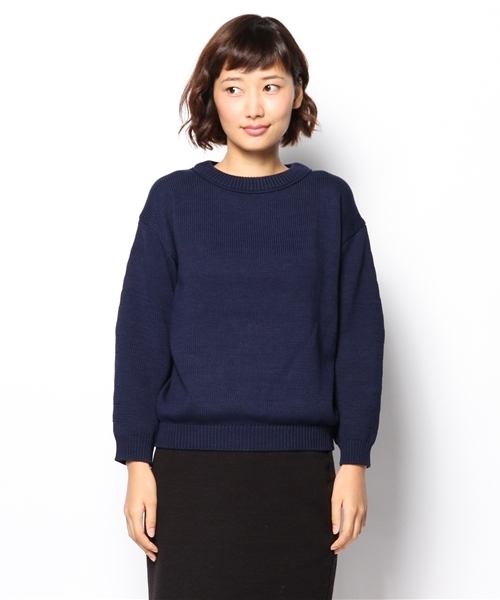 AMERICAN RAG CIE(アメリカンラグシー)の「【オンライン限定セール対象品】ミドルゲージコットンニット/209-ADK-L142-KN090(ニット/セーター・レディース・グリーン/ネイビー・FREE)」の7枚目の写真