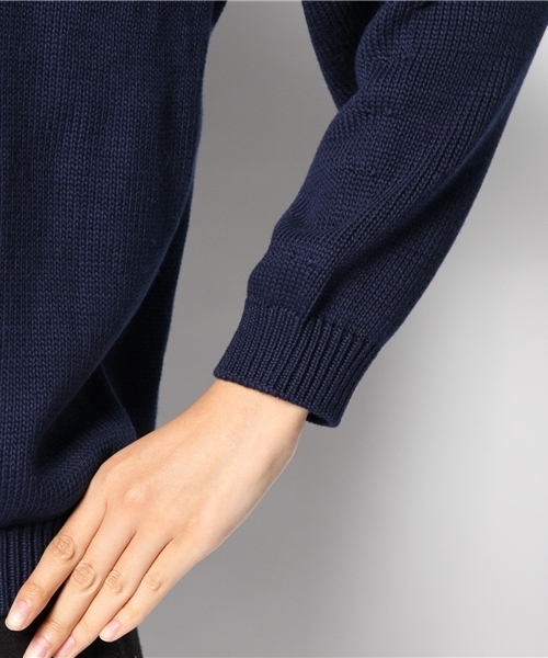 AMERICAN RAG CIE(アメリカンラグシー)の「【オンライン限定セール対象品】ミドルゲージコットンニット/209-ADK-L142-KN090(ニット/セーター・レディース・グリーン/ネイビー・FREE)」の3枚目の写真