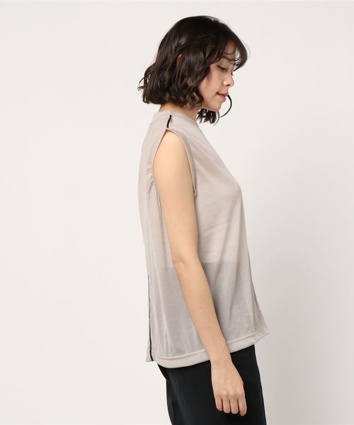 シャツ/ブラウス(半袖/袖なし) CLANE COLOR LINE SHEER NO SLEEVE TOPS CLANE（クラネ）の「COLOR LINE SHEER NO SLEEVE TOPS（シャツ
