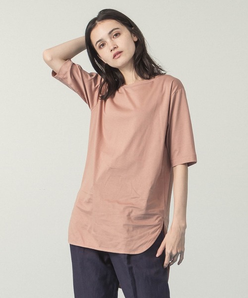ALLUMER(アリュメール)の「コンパクトヤーンクルーネックチュニック(Tシャツ/カットソー・レディース・ブラック/ピンク/ホワイト/グリーン・1)」の4枚目の写真