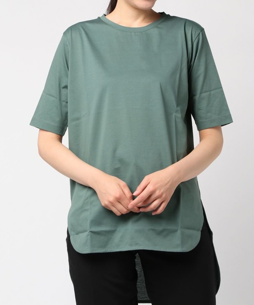 ALLUMER(アリュメール)の「コンパクトヤーンクルーネックチュニック(Tシャツ/カットソー・レディース・ブラック/ピンク/ホワイト/グリーン・1)」の6枚目の写真