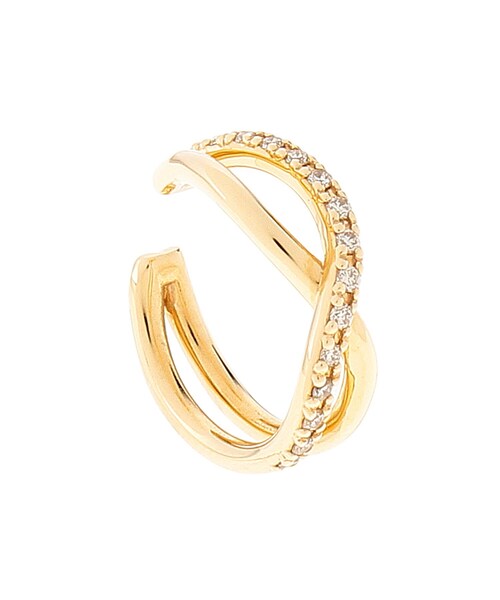 K10ダイヤモンド クロスフープ イヤーカフ（イヤーカフ