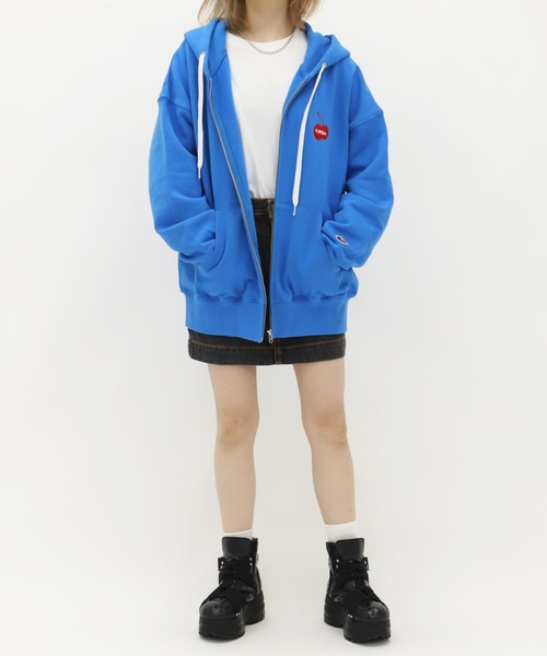 KIRSH チェリー アーチ クロップド フード ジップアップ メラン KIRSH CHERRY ARCH LOGO CROP HOODIE キルシーチェリー