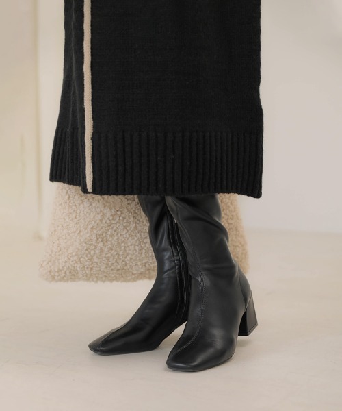 Bab(バブ)の「【WEB限定】ブロックヒールロングブーツ(ブーツ・レディース・ブラック/アイボリー・38/36/37)」の15枚目の写真