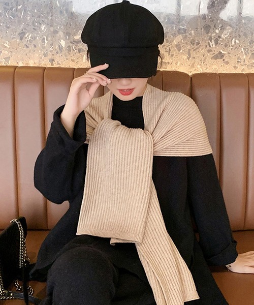 STYLEBLOCK（スタイルブロック）の「リブニットマフラー（マフラー・レディース・ライトグレー/ブラック/ベージュ/レッド/カーキ/ピンク/ブルー/ダークグレー・FREE）」の17枚目の写真