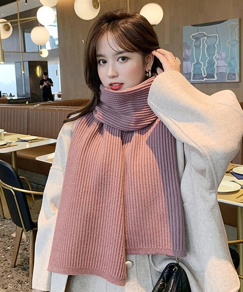 STYLEBLOCK（スタイルブロック）の「リブニットマフラー（マフラー・レディース・ライトグレー/ブラック/ベージュ/レッド/カーキ/ピンク/ブルー/ダークグレー・FREE）」の18枚目の写真