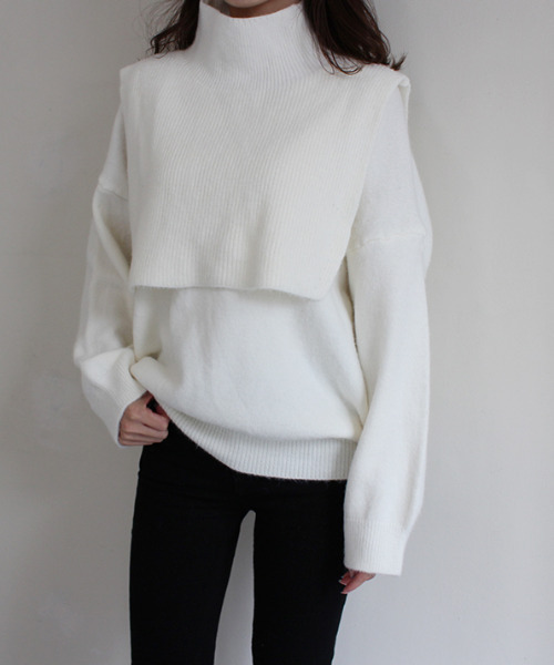 MODE ROBE（モードローブ）の「5WAYレイヤードニットトップス（ニット/セーター・レディース・ブラック/ベージュ/アイボリー・FREE）」の14枚目の写真