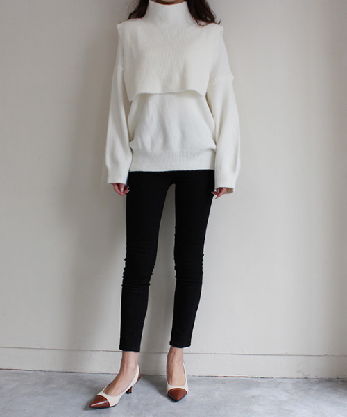 MODE ROBE（モードローブ）の「5WAYレイヤードニットトップス（ニット/セーター・レディース・ブラック/ベージュ/アイボリー・FREE）」の21枚目の写真