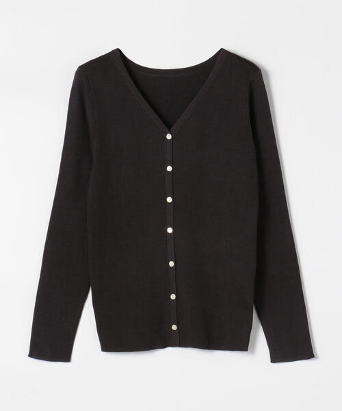 セール】シルクポリエステルリブ Vネックカーディガン（カーディガン