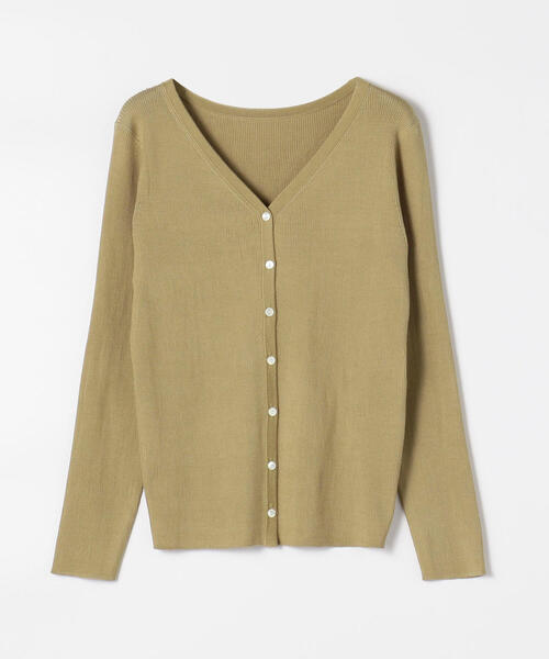 セール】シルクポリエステルリブ Vネックカーディガン（カーディガン