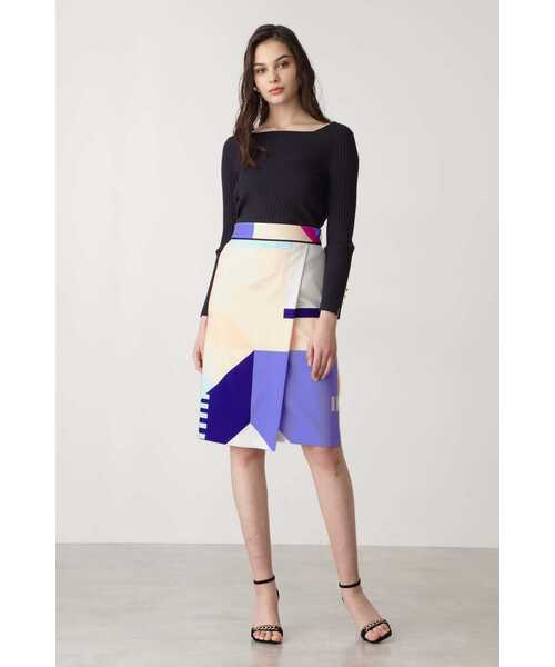 ピンキー＆ダイアン　マルチカラープリントスカート38 PINKY&DIANNE（ピンキーアンドダイアン）の「カラーブロックプリント