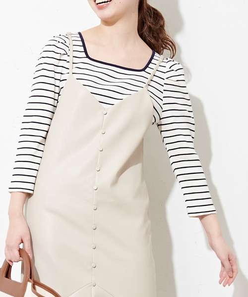 natural couture(ナチュラルクチュール)の「【WEB限定】袖コンシャスパイピングカットトップス(Tシャツ/カットソー・レディース・ブラック/サックスブルー/ネイビー/イエロー/オフホワイト・FREE)」の14枚目の写真