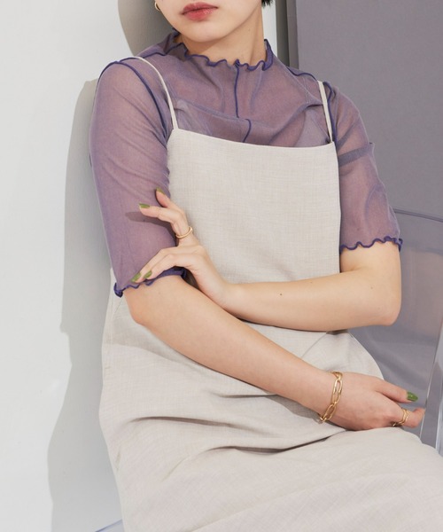 Aunt Marie's（アントマリーズ）の「リバーシブルメローハーフスリーブトップス（Tシャツ/カットソー・レディース・ブラック/ベージュ/パープル/グリーン・FREE）」の4枚目の写真