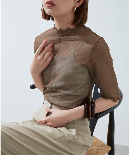 Aunt Marie's（アントマリーズ）の「リバーシブルメローハーフスリーブトップス（Tシャツ/カットソー・レディース・ブラック/ベージュ/パープル/グリーン・FREE）」の20枚目の写真