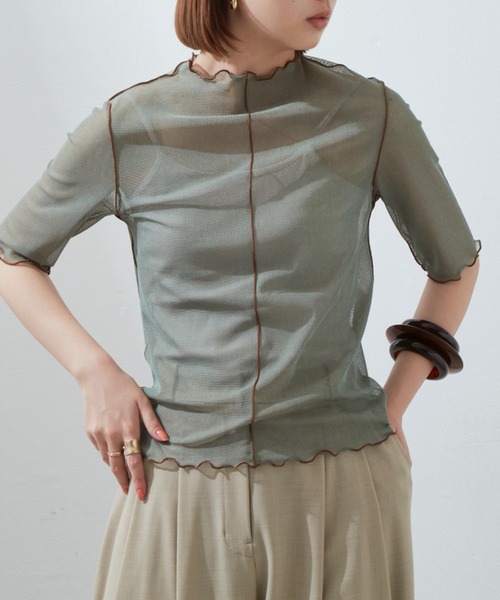 Aunt Marie's（アントマリーズ）の「リバーシブルメローハーフスリーブトップス（Tシャツ/カットソー・レディース・ブラック/ベージュ/パープル/グリーン・FREE）」の12枚目の写真