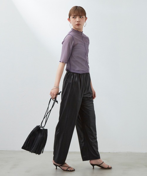 Aunt Marie's（アントマリーズ）の「リバーシブルメローハーフスリーブトップス（Tシャツ/カットソー・レディース・ブラック/ベージュ/パープル/グリーン・FREE）」の14枚目の写真