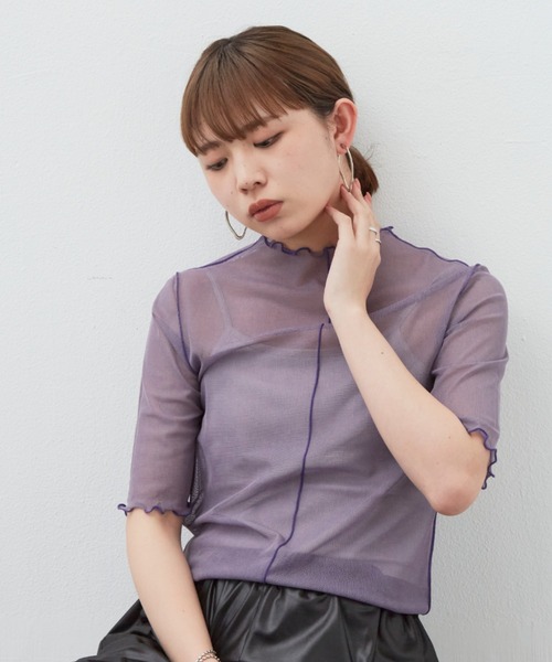 Aunt Marie's（アントマリーズ）の「リバーシブルメローハーフスリーブトップス（Tシャツ/カットソー・レディース・ブラック/ベージュ/パープル/グリーン・FREE）」の7枚目の写真