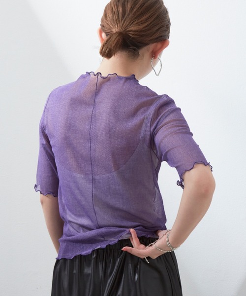 Aunt Marie's（アントマリーズ）の「リバーシブルメローハーフスリーブトップス（Tシャツ/カットソー・レディース・ブラック/ベージュ/パープル/グリーン・FREE）」の10枚目の写真