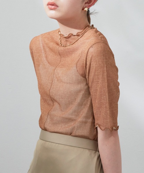 Aunt Marie's（アントマリーズ）の「リバーシブルメローハーフスリーブトップス（Tシャツ/カットソー・レディース・ブラック/ベージュ/パープル/グリーン・FREE）」の5枚目の写真