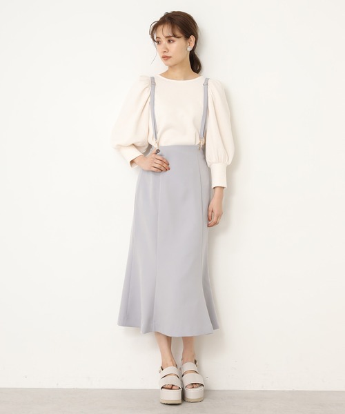 one after another NICE CLAUP（ワンアフターアナザーナイスクラップ）の「サスペンダー付きスカート（スカート・レディース・ホワイト系その他/ブラック系その他/ブルーグレー/アイボリー・FREE）」の5枚目の写真