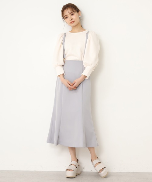 one after another NICE CLAUP（ワンアフターアナザーナイスクラップ）の「サスペンダー付きスカート（スカート・レディース・ホワイト系その他/ブラック系その他/ブルーグレー/アイボリー・FREE）」の6枚目の写真