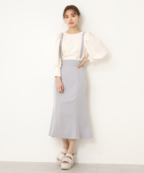 one after another NICE CLAUP（ワンアフターアナザーナイスクラップ）の「サスペンダー付きスカート（スカート・レディース・ホワイト系その他/ブラック系その他/ブルーグレー/アイボリー・FREE）」の7枚目の写真