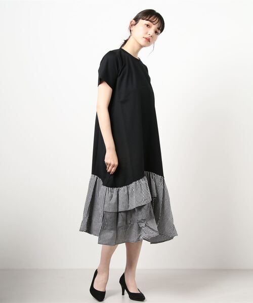 ボーダー チェック切替カットソーワンピ ワンピース Re Verofonna ヴェロフォンナ のファッション ワンピース セール
