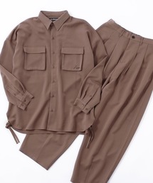 Kappa/カッパ 別注 TRストレッチ CPOシャツセットアップ(オーバーサイズ ヨーク付きコード長袖CPOシャツ/2タックワイドバルーンパンツ)