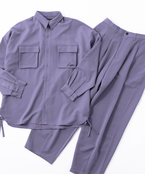 Kappa（カッパ）の「Kappa/カッパ 別注 TRストレッチ CPOシャツセットアップ(オーバーサイズ ヨーク付きコード長袖CPOシャツ/2タックワイドバルーンパンツ)（セットアップ・メンズ・ベージュ系その他/ライトグレー/ライラック/ブラック/ダークネイビー/ダークグレー/ダークブラウン・L/M）」の7枚目の写真