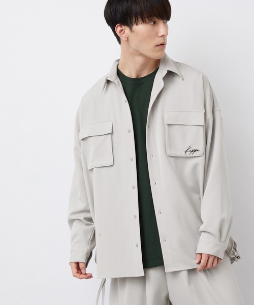 Kappa（カッパ）の「Kappa/カッパ 別注 TRストレッチ CPOシャツセットアップ(オーバーサイズ ヨーク付きコード長袖CPOシャツ/2タックワイドバルーンパンツ)（セットアップ・メンズ・ベージュ系その他/ライトグレー/ライラック/ブラック/ダークネイビー/ダークグレー/ダークブラウン・L/M）」の19枚目の写真